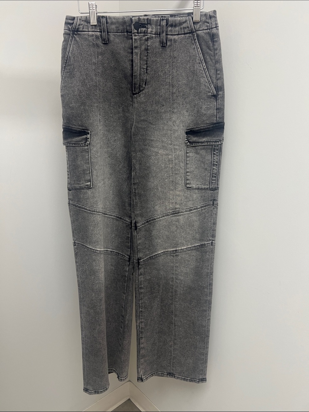 L'AGENCE Washed Black-Gray Cargo Relaxed Jeans